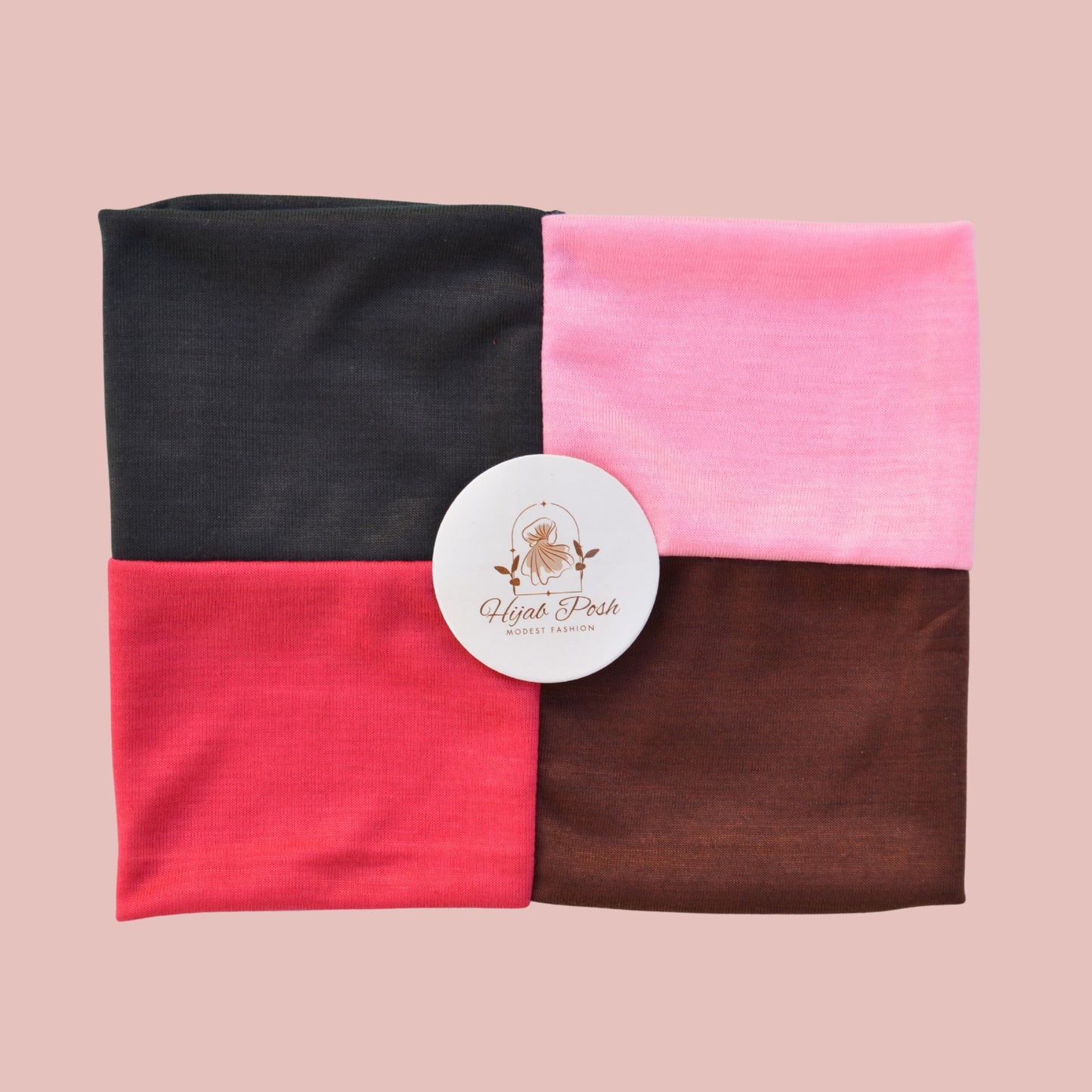 4-in-1 Hijab Cap Black, Brown, Burgundy, Pink